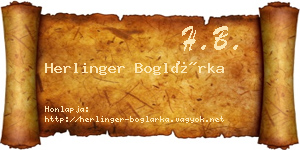Herlinger Boglárka névjegykártya